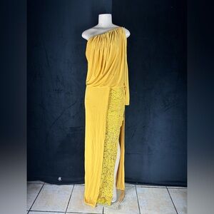 Elegant Yellow One-Shoulder Dress by Mandalay